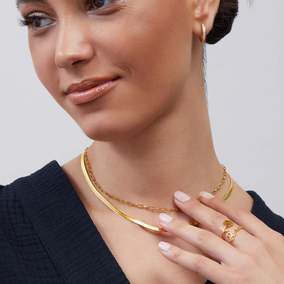 Herringbone Gold Chain Necklace - Image 22