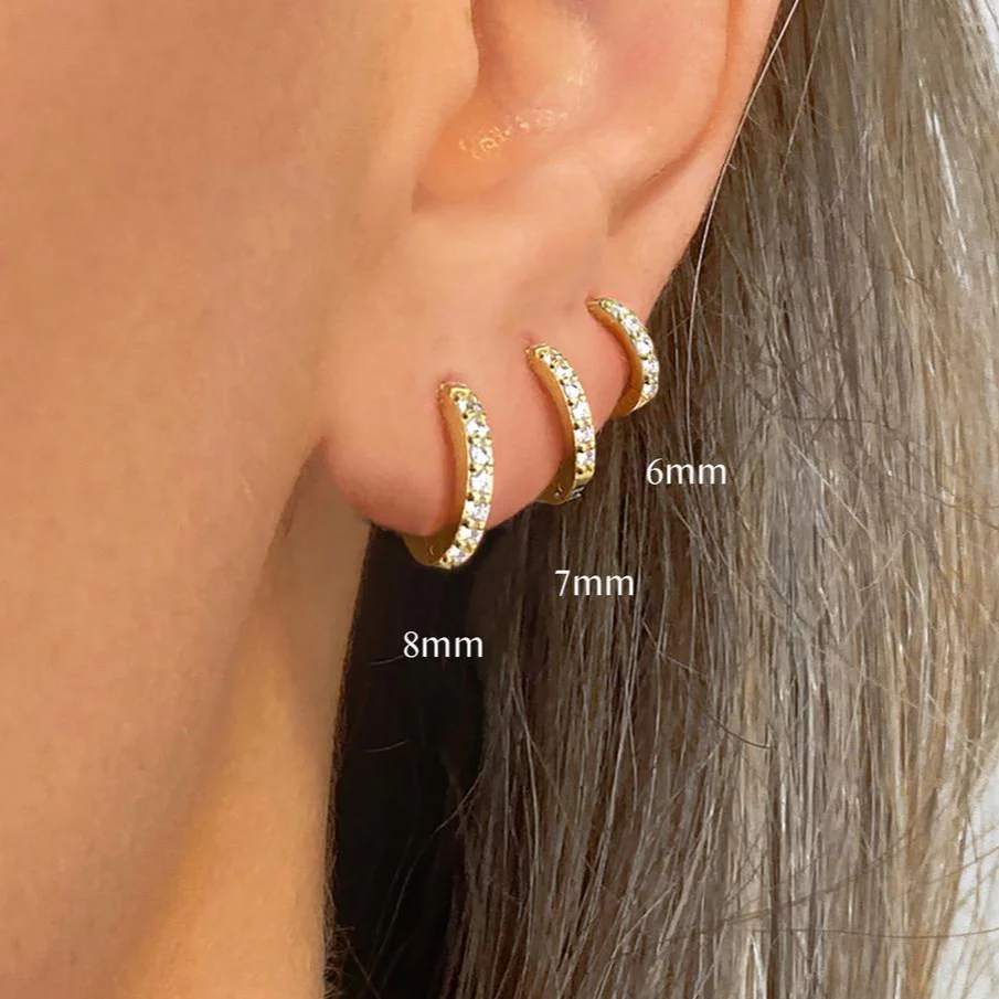 Pave Huggie Hoop Earrings - Image 12