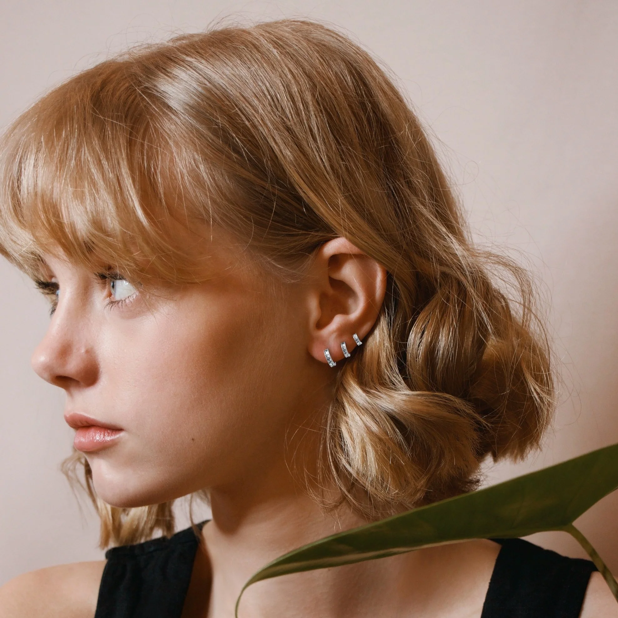 Pave Huggie Hoop Earrings - Image 8