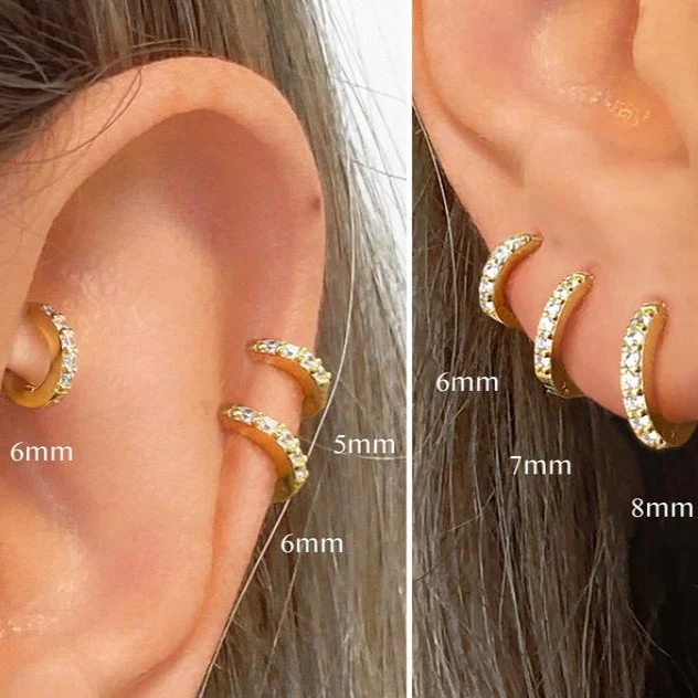 Pave Huggie Hoop Earrings - Image 9