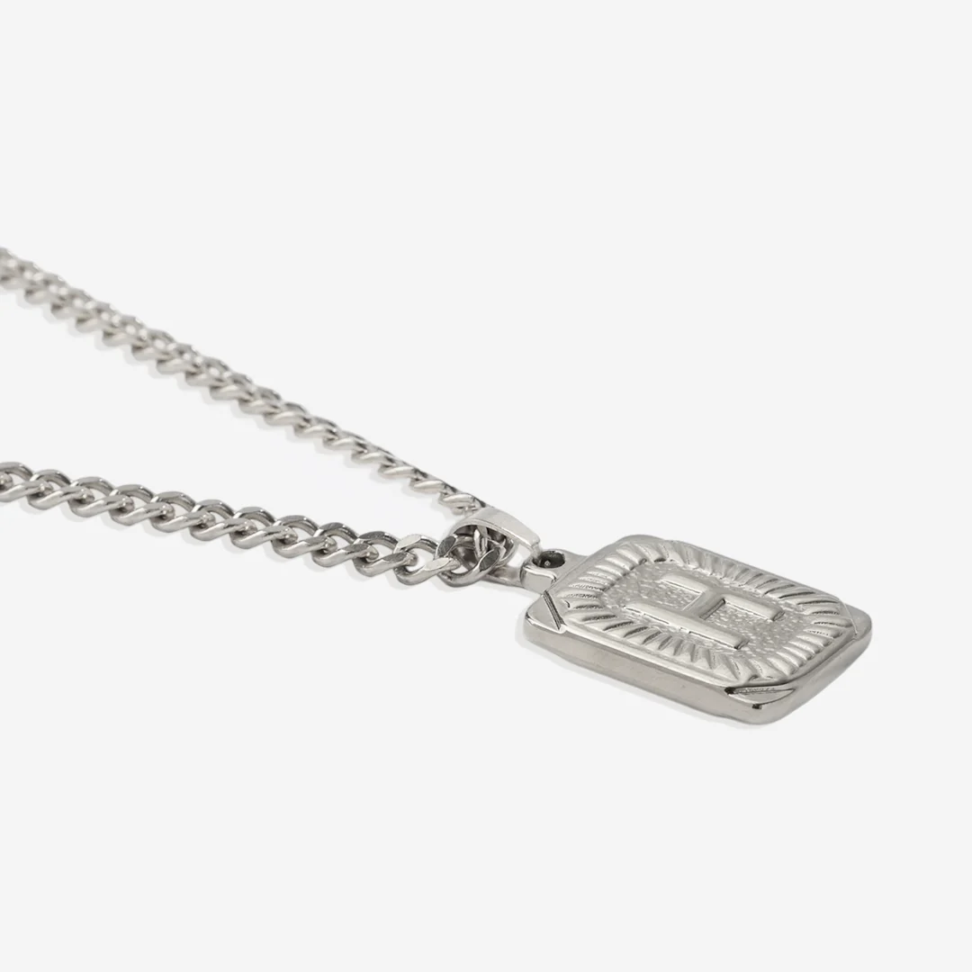 Initial Card Pendant Necklace with Curb Chain - Image 27