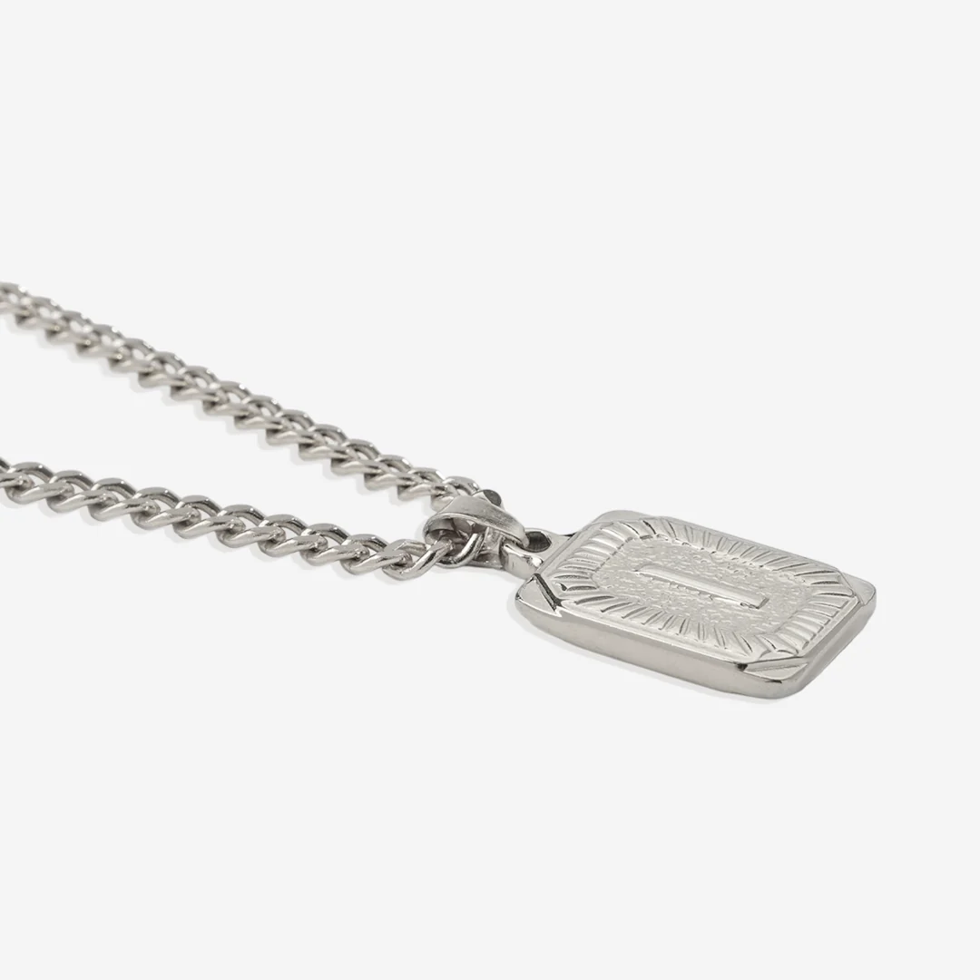 Initial Card Pendant Necklace with Curb Chain - Image 29