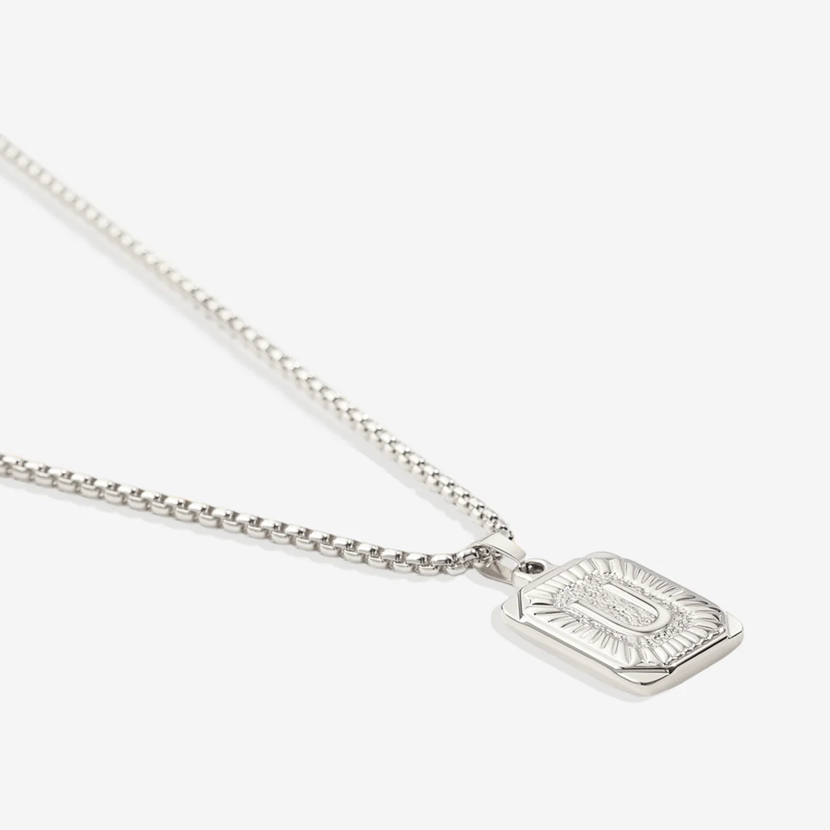 Initial Card Pendant Necklace with Rolo Chain - Image 6