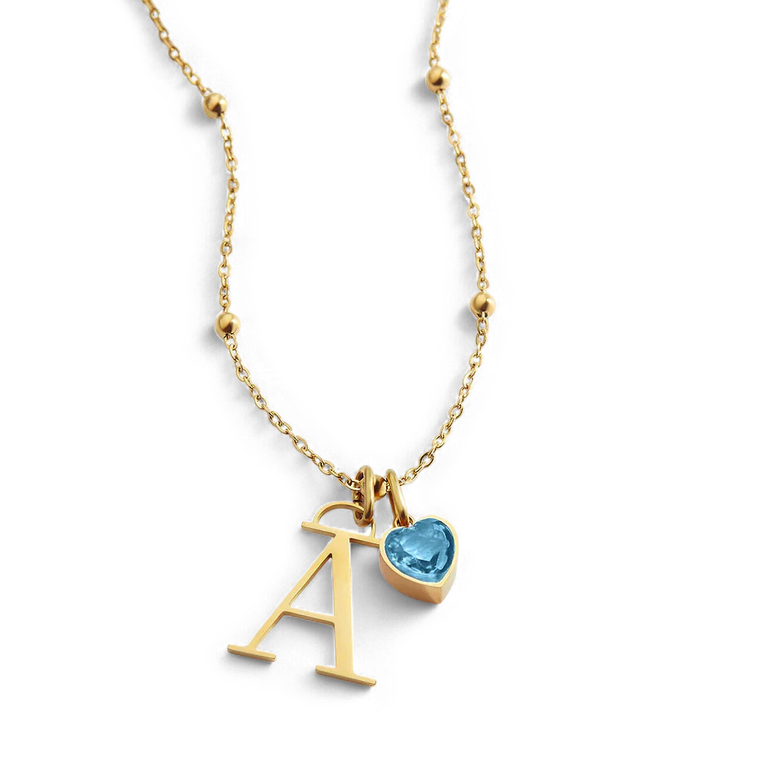 Droplet Birthstone & Initial Necklace - Image 29