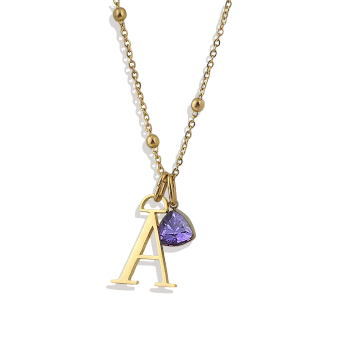 Droplet Birthstone & Initial Necklace - Image 4