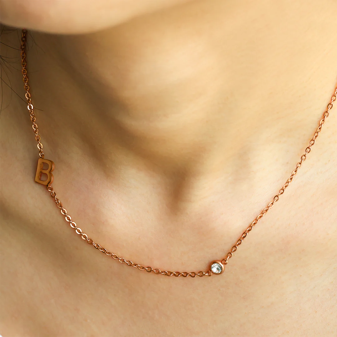 Initial Necklace with Diamond Accent - Image 11