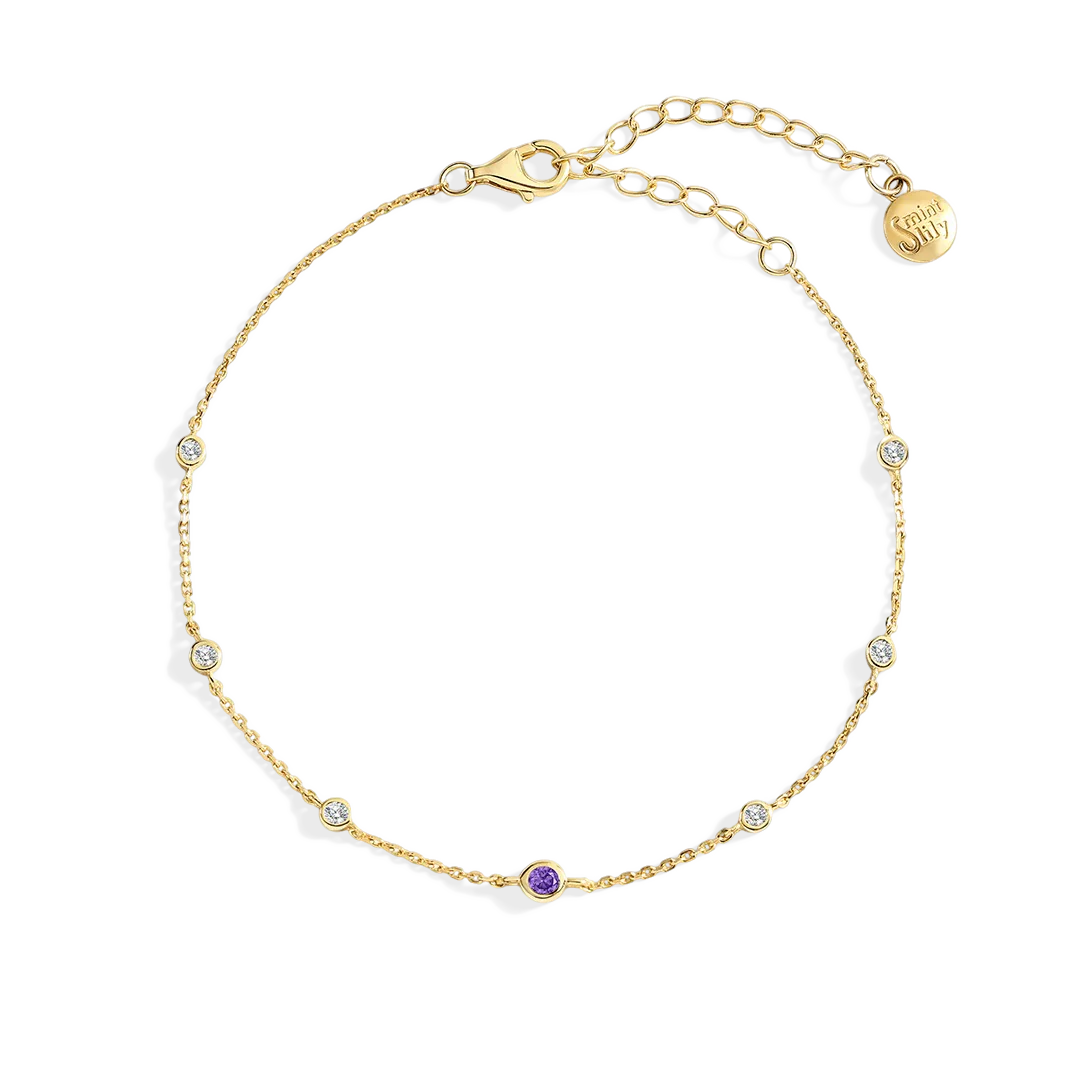 June Birthstone Station Bracelet
