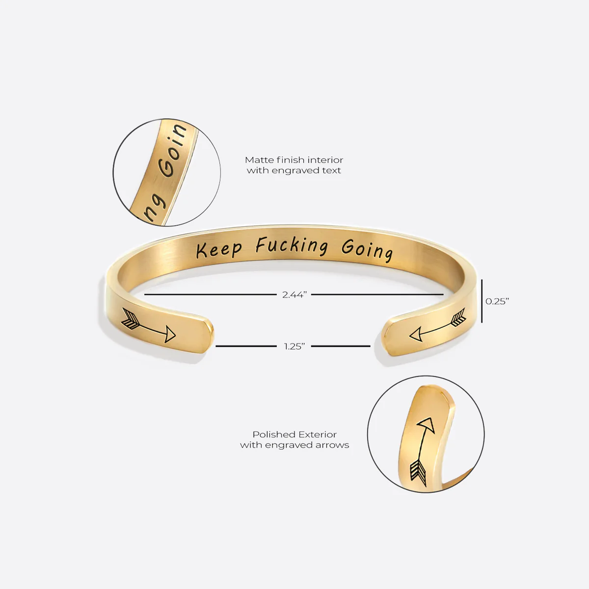 Keep Fucking Going Personalizable Cuff Bracelet - Image 34