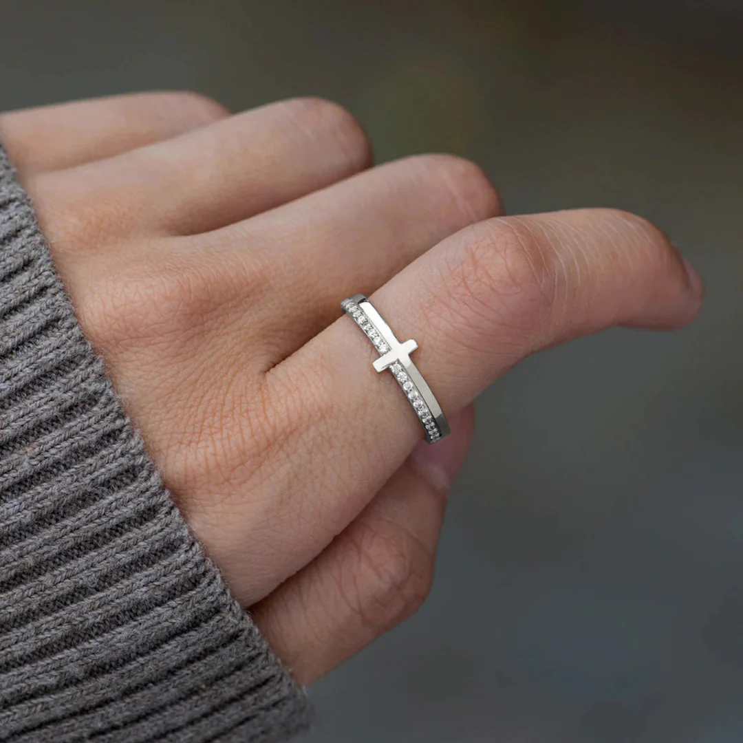 Let God Be In Control Golden Cross Ring - Image 12