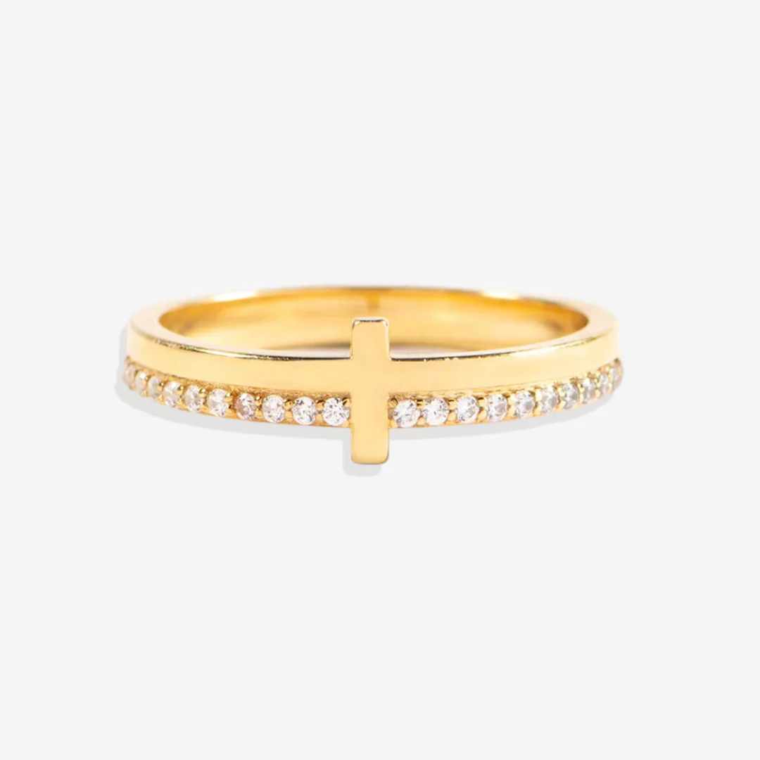 Let God Be In Control Golden Cross Ring - Image 7