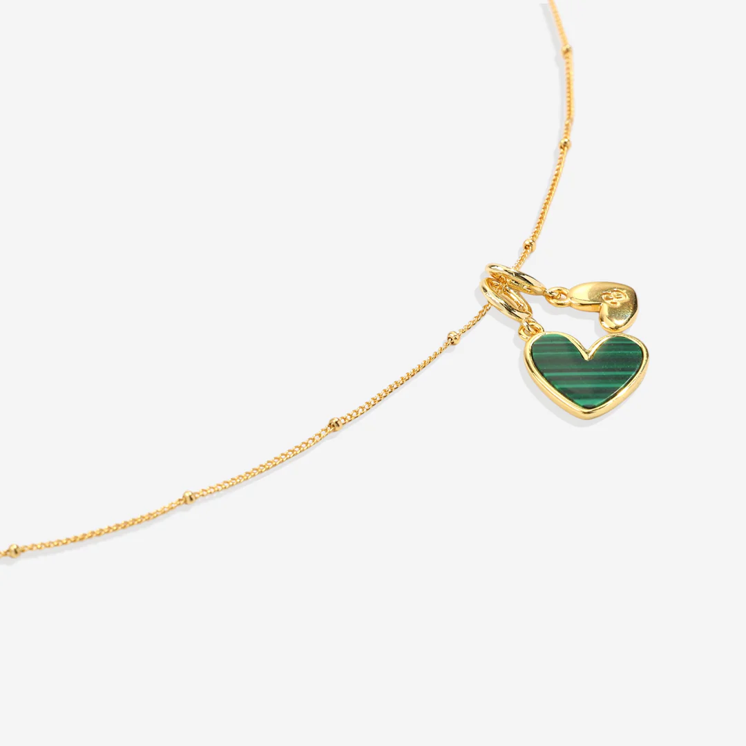 Malachite Heart Initial Necklace - Image 3