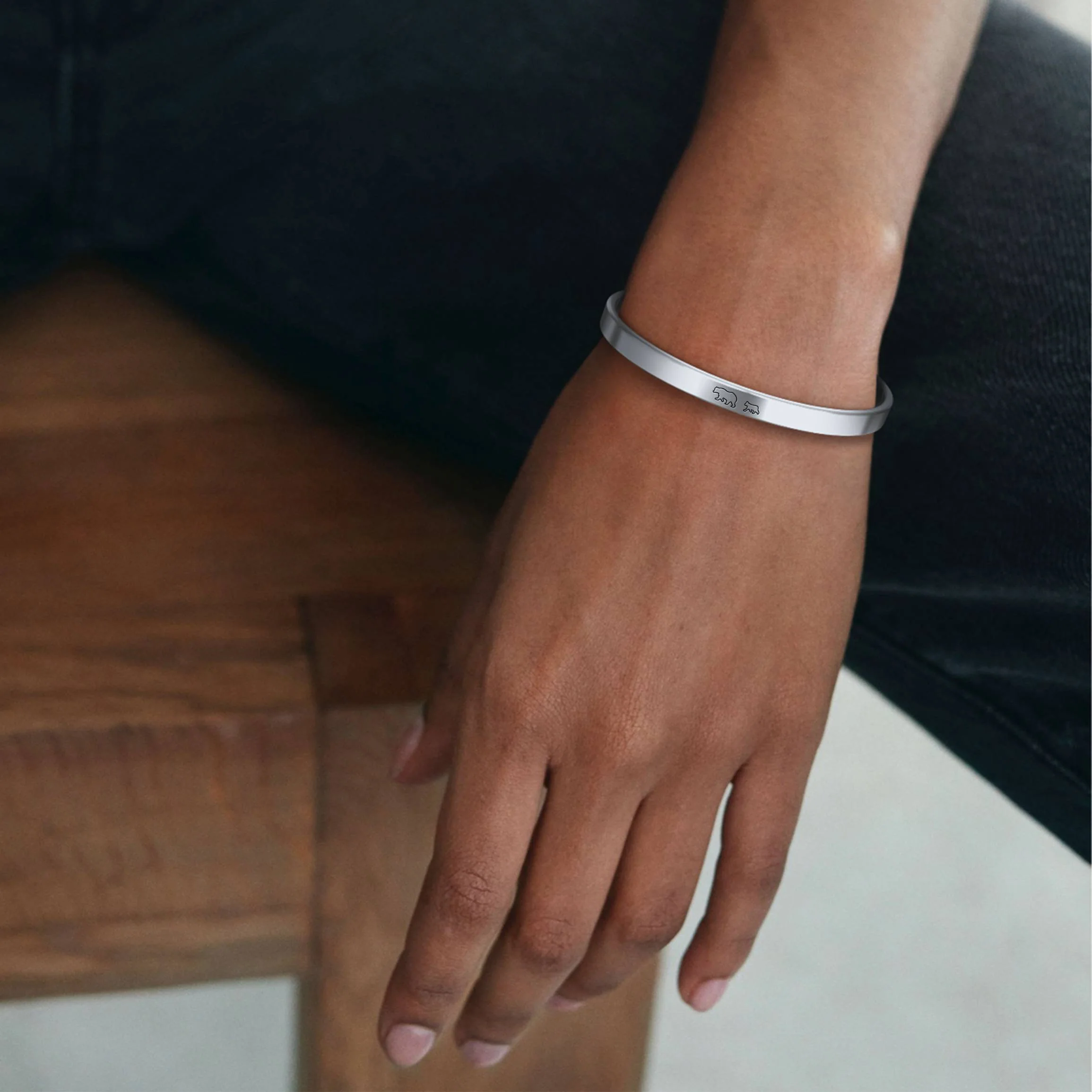 Mama Bear & Her Baby Bears Engraved Cuff Bracelet - Image 104