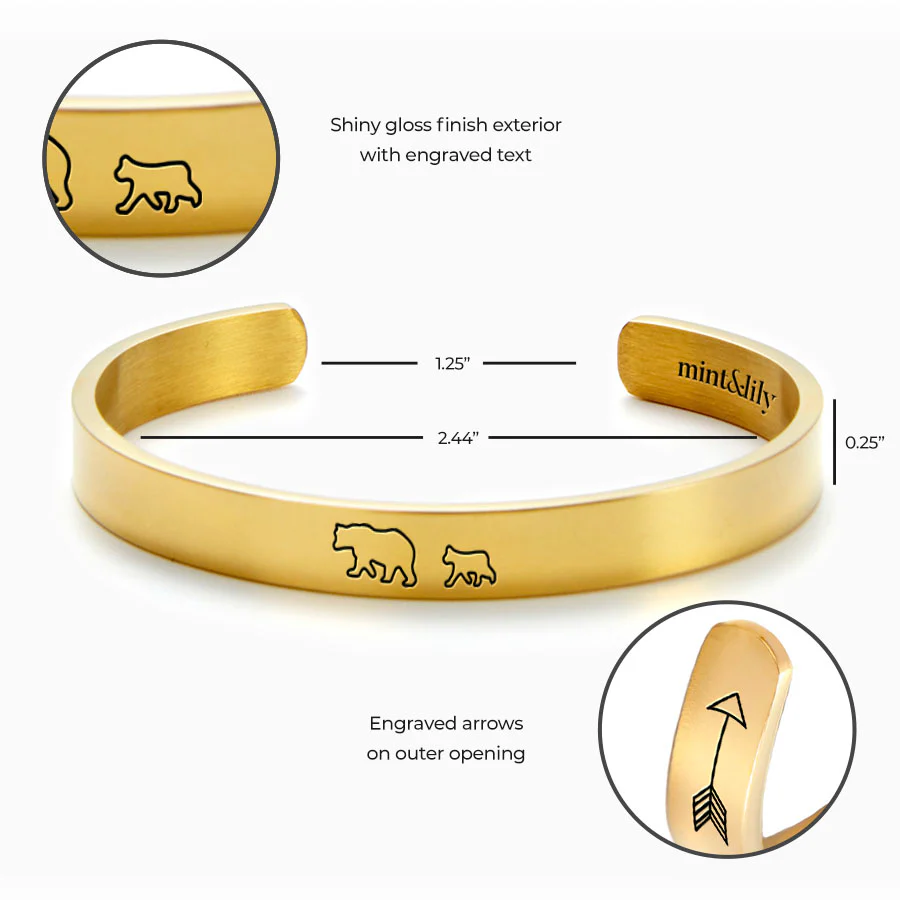 Mama Bear & Her Baby Bears Engraved Cuff Bracelet - Image 118