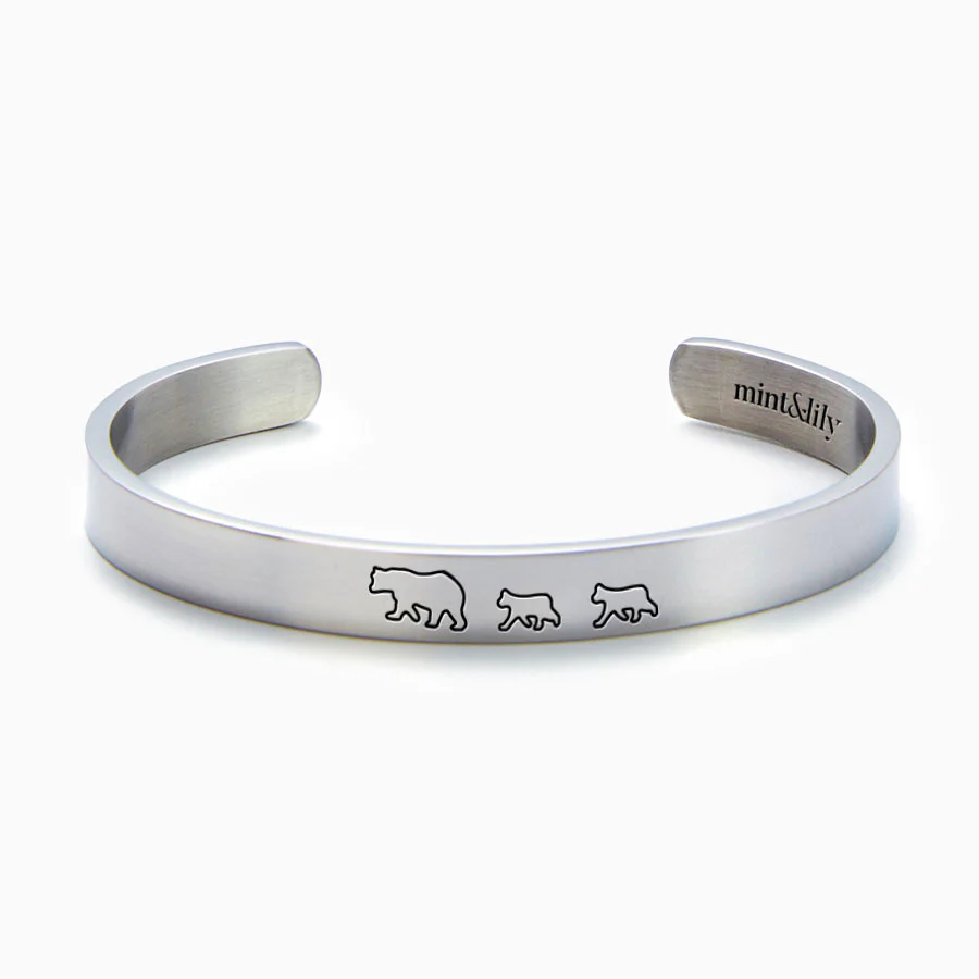 Mama Bear & Her Baby Bears Engraved Cuff Bracelet - Image 127