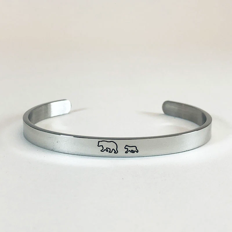 Mama Bear & Her Baby Bears Engraved Cuff Bracelet - Image 19