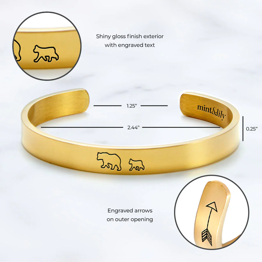 Mama Bear & Her Baby Bears Engraved Cuff Bracelet - Image 35