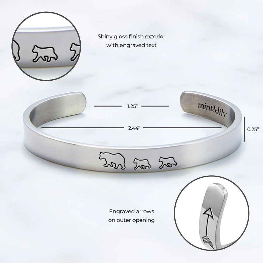 Mama Bear & Her Baby Bears Engraved Cuff Bracelet - Image 54