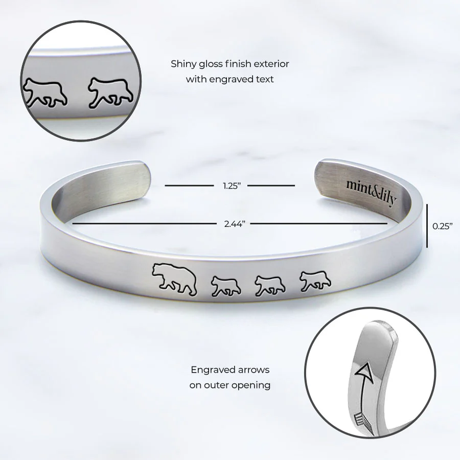 Mama Bear & Her Baby Bears Engraved Cuff Bracelet - Image 66