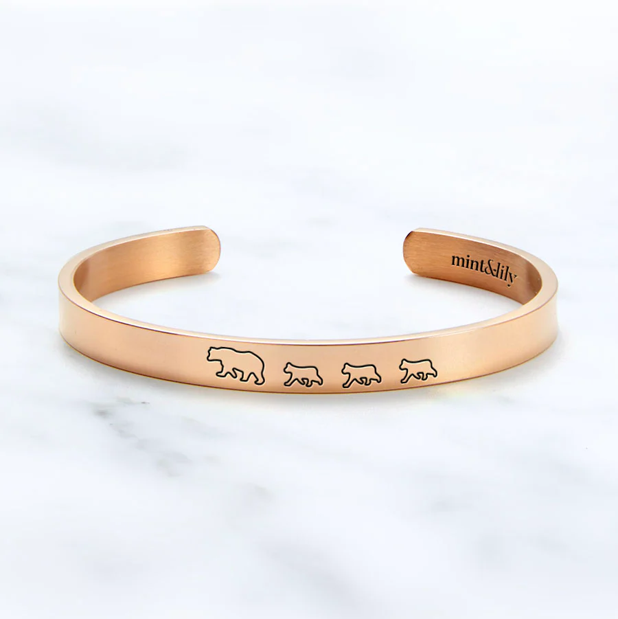 Mama Bear & Her Baby Bears Engraved Cuff Bracelet - Image 69