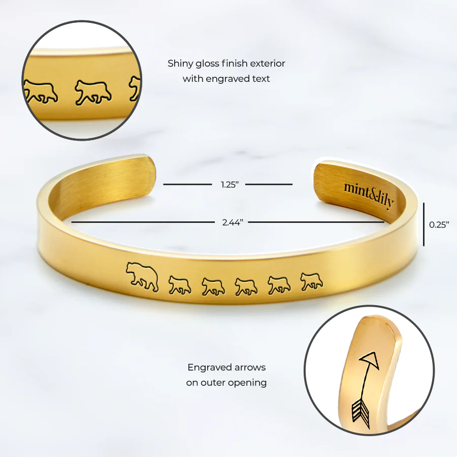 Mama Bear & Her Baby Bears Engraved Cuff Bracelet - Image 89