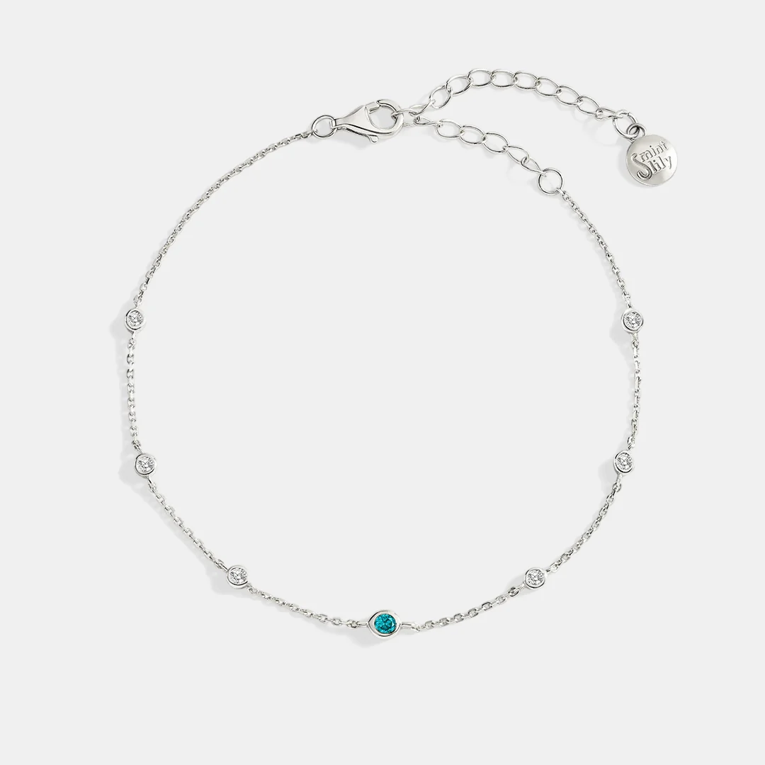 March Birthstone Station Bracelet - Image 7