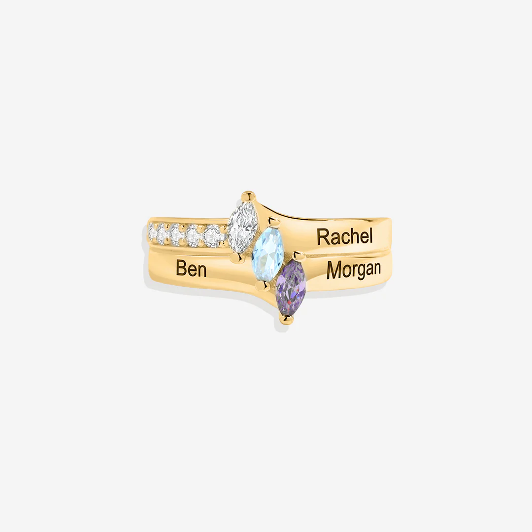 Marquis-Cut 3 Birthstone Ring - Image 6