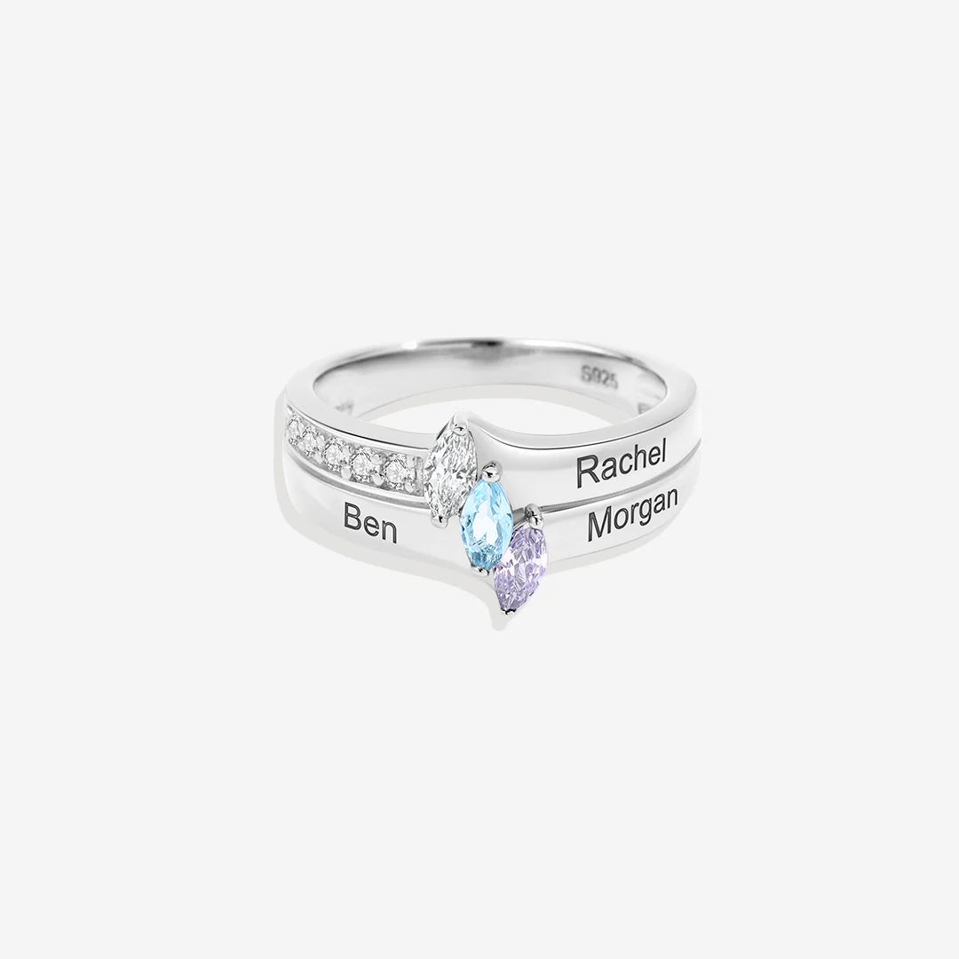 Marquis-Cut 3 Birthstone Ring - Image 9