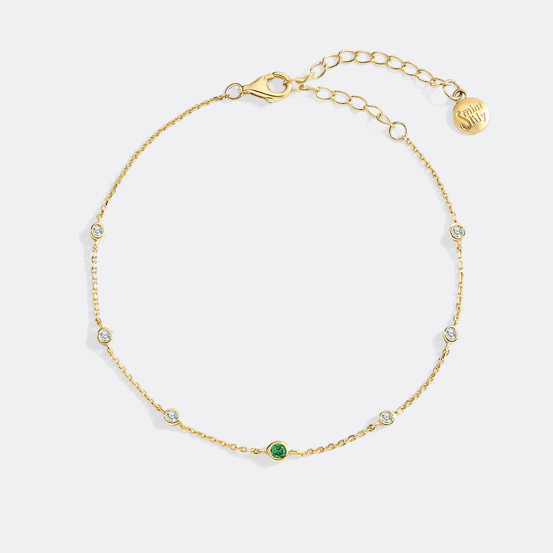 May Birthstone Station Bracelet - Image 3