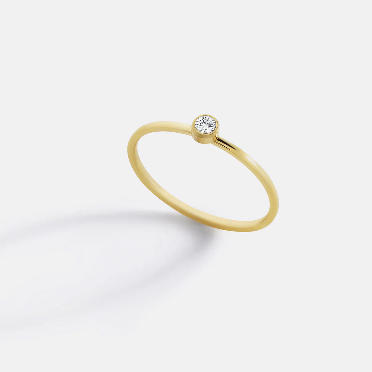 Minimalist Bezel-Set April Birthstone Stacking Band - Image 7