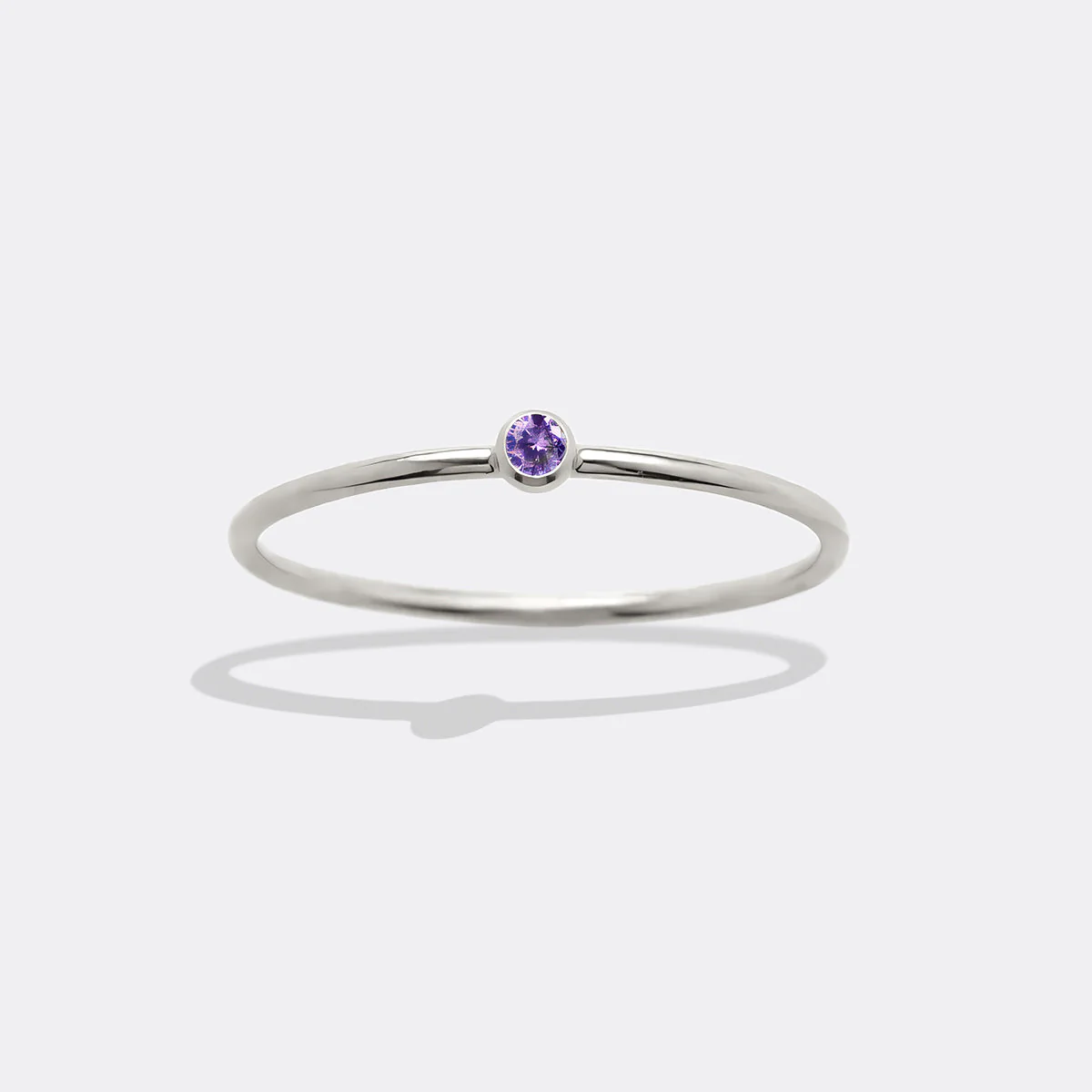 Minimalist Bezel-Set February Birthstone Stacking Band - Image 3
