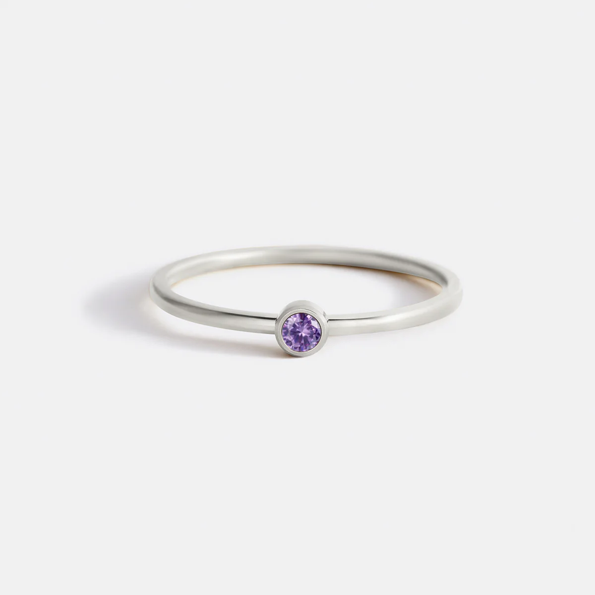 Minimalist Bezel-Set February Birthstone Stacking Band - Image 9