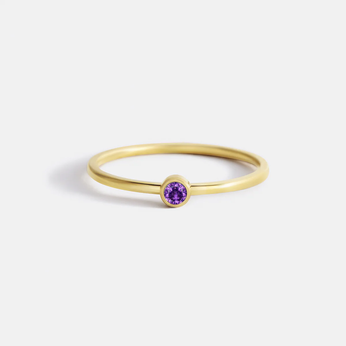 Minimalist Bezel-Set June Birthstone Stacking Band - Image 2