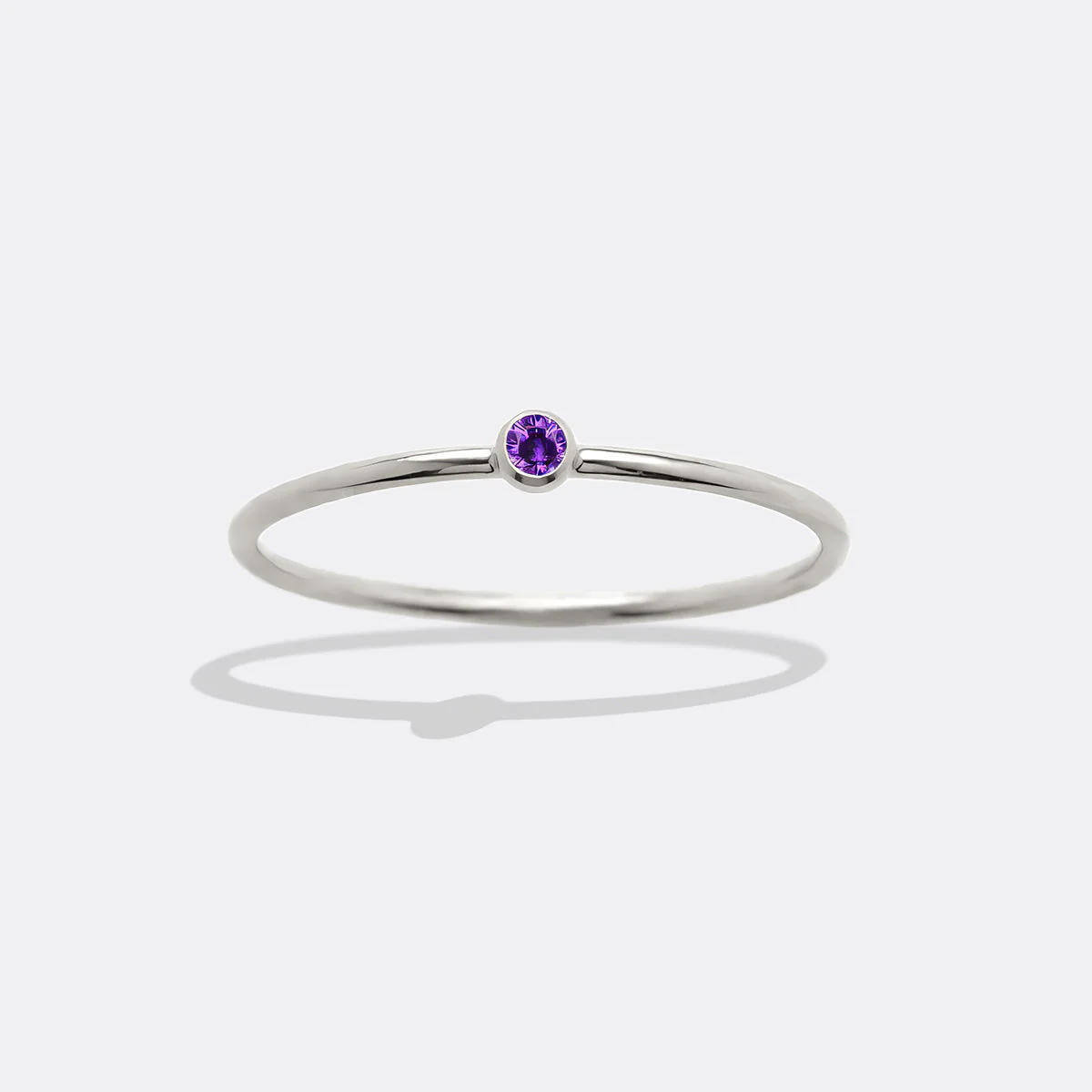Minimalist Bezel-Set June Birthstone Stacking Band - Image 6
