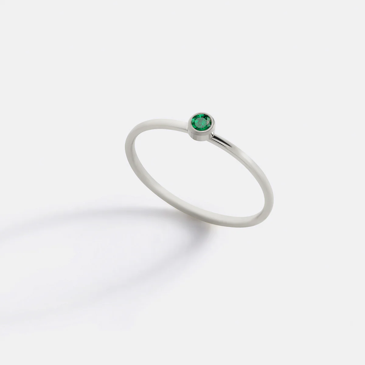 Minimalist Bezel-Set May Birthstone Stacking Band - Image 8