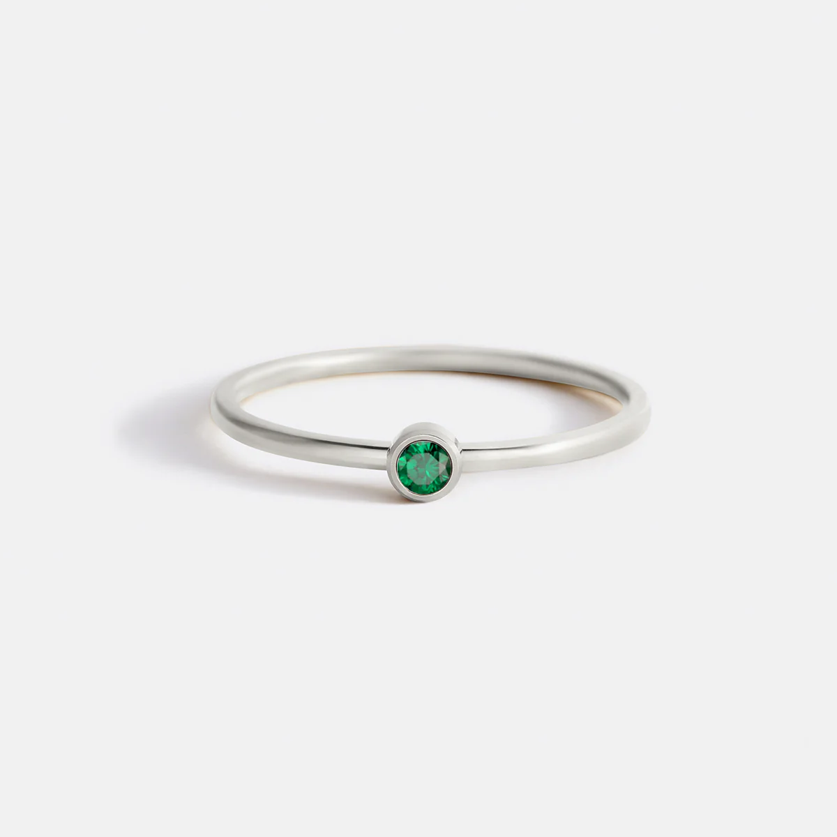 Minimalist Bezel-Set May Birthstone Stacking Band - Image 9