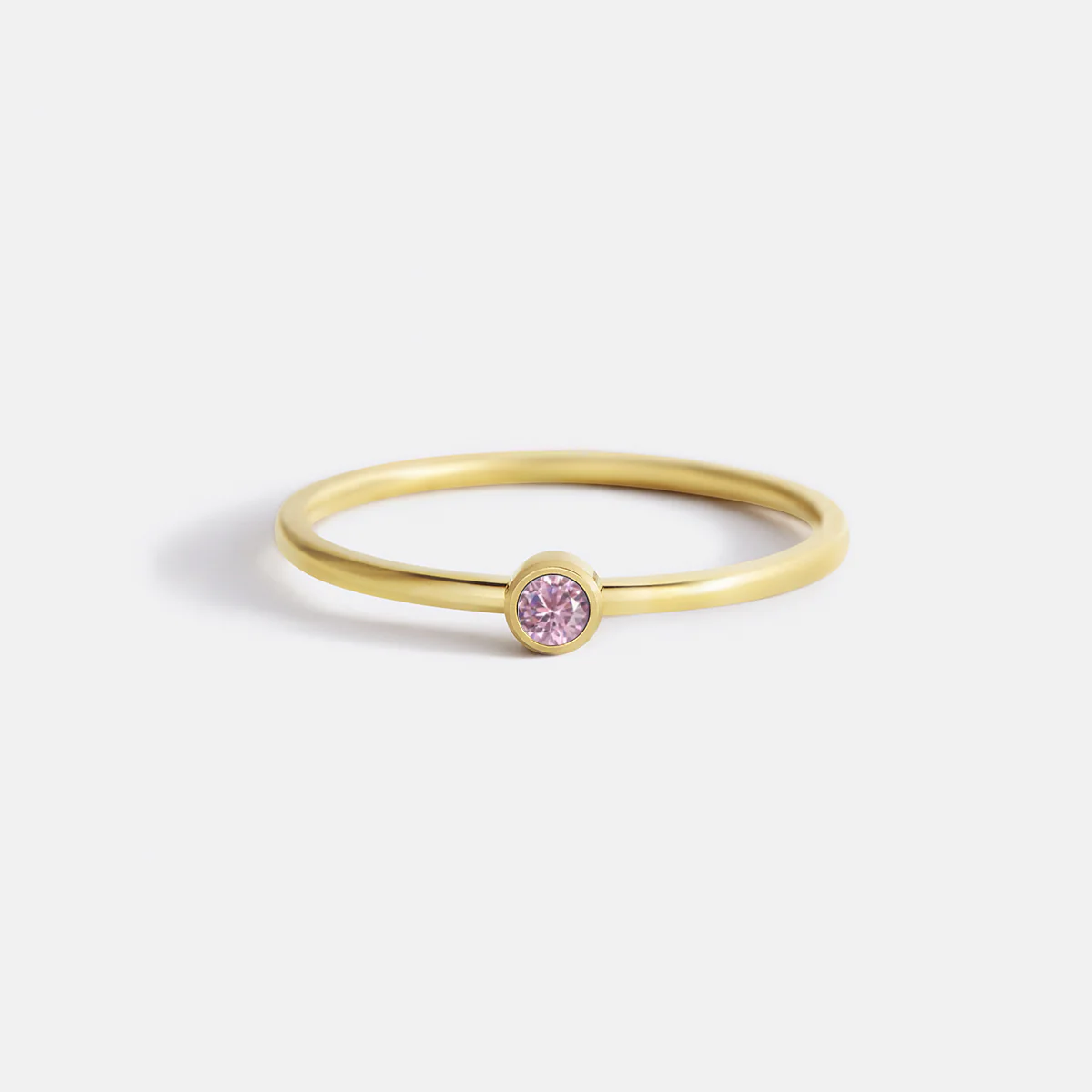 Minimalist Bezel-Set October Birthstone Stacking Band - Image 2