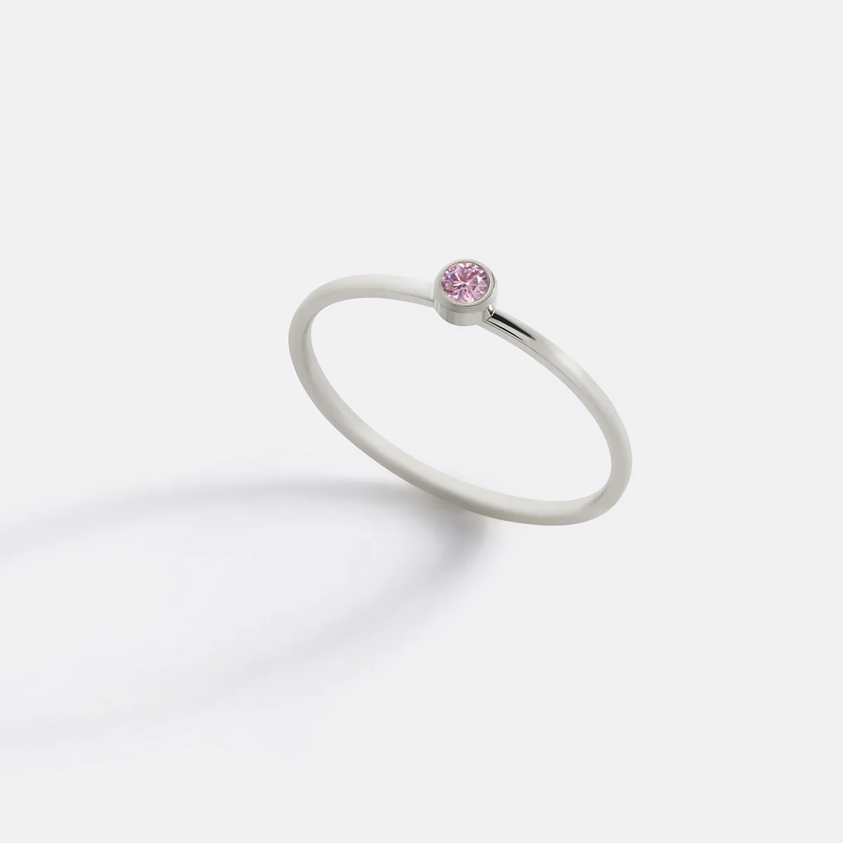 Minimalist Bezel-Set October Birthstone Stacking Band - Image 7