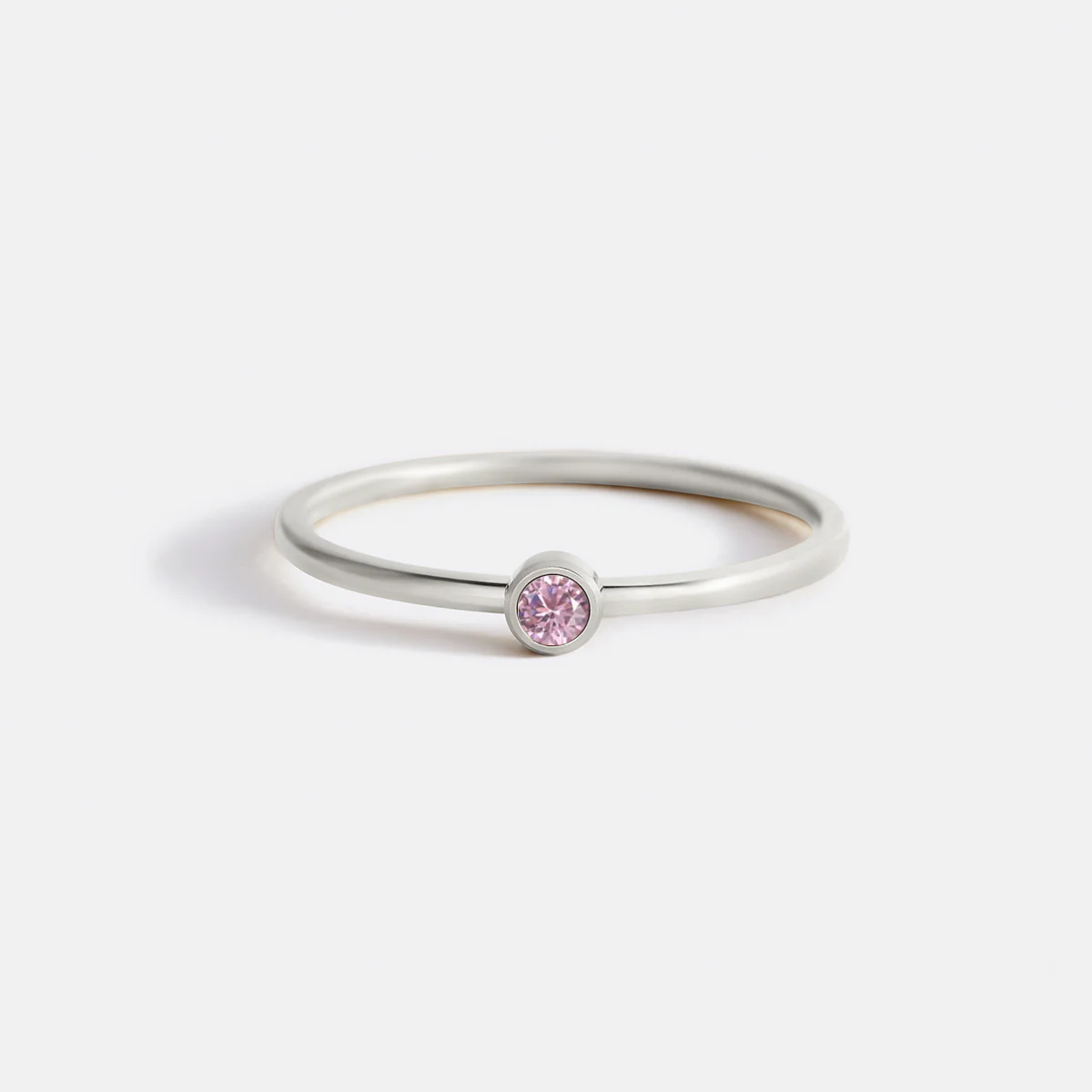 Minimalist Bezel-Set October Birthstone Stacking Band - Image 8