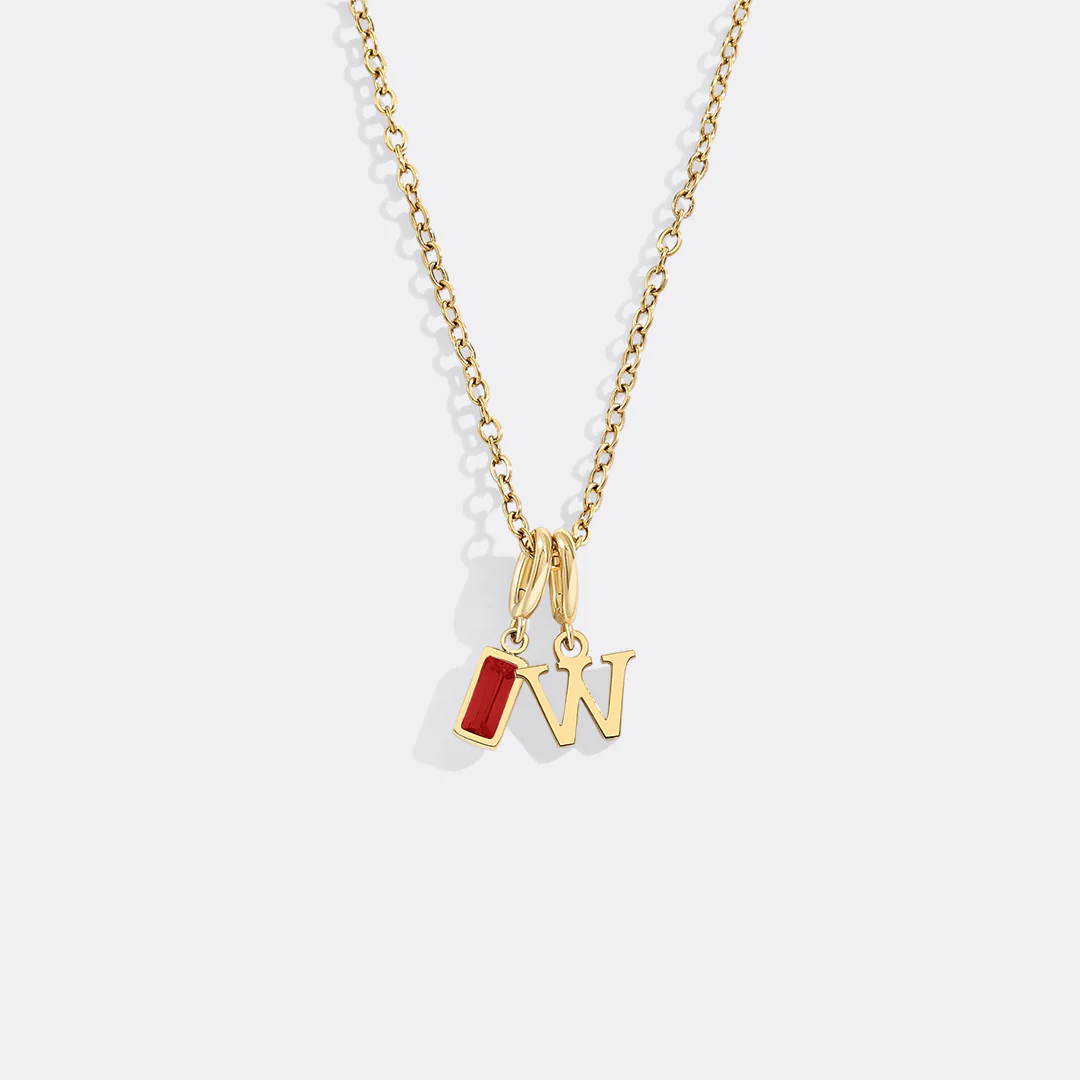 Minimalist Initial Necklace with Birthstone Charm - Image 40