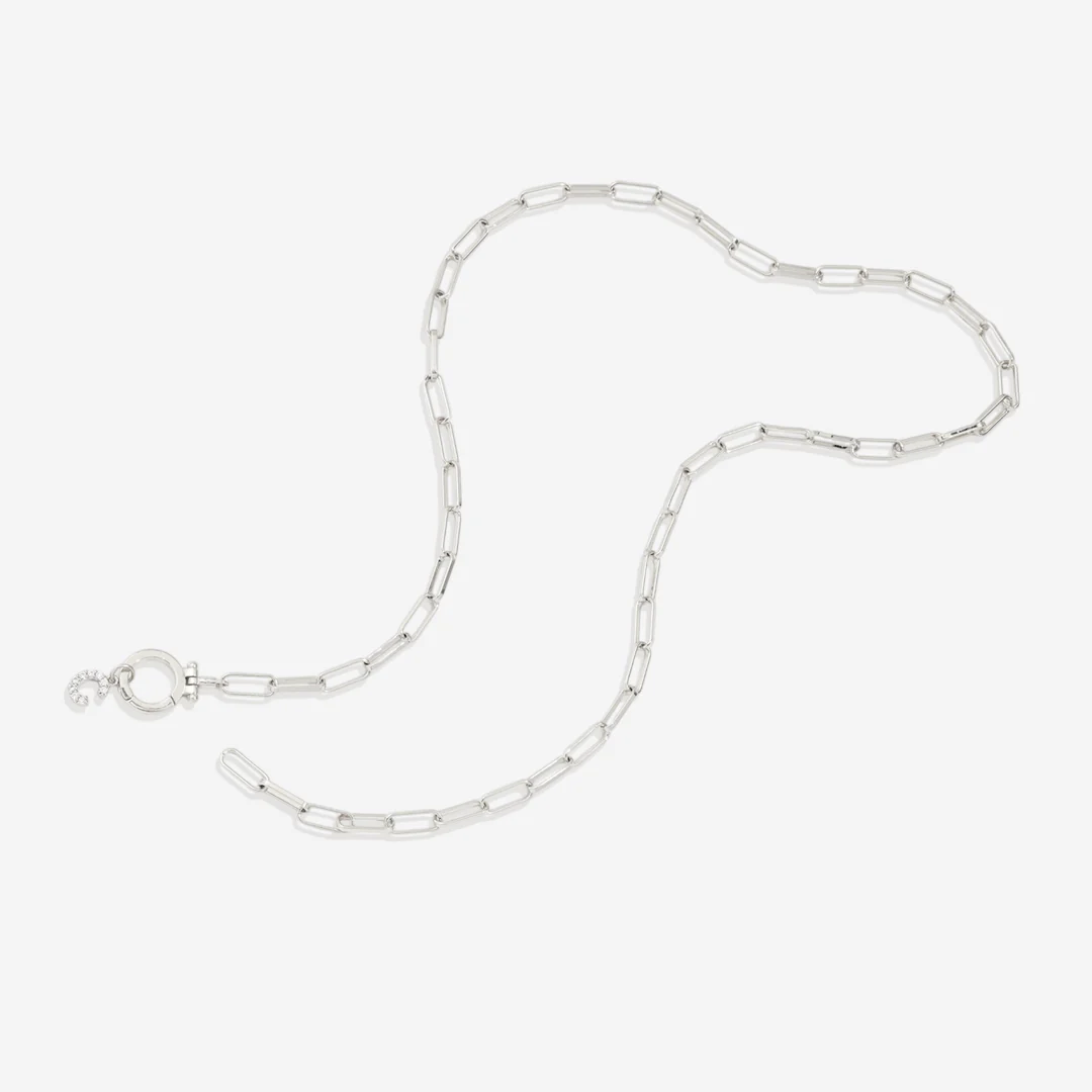 Mint Paperclip Necklace with Pave Initial Charm - Image 24