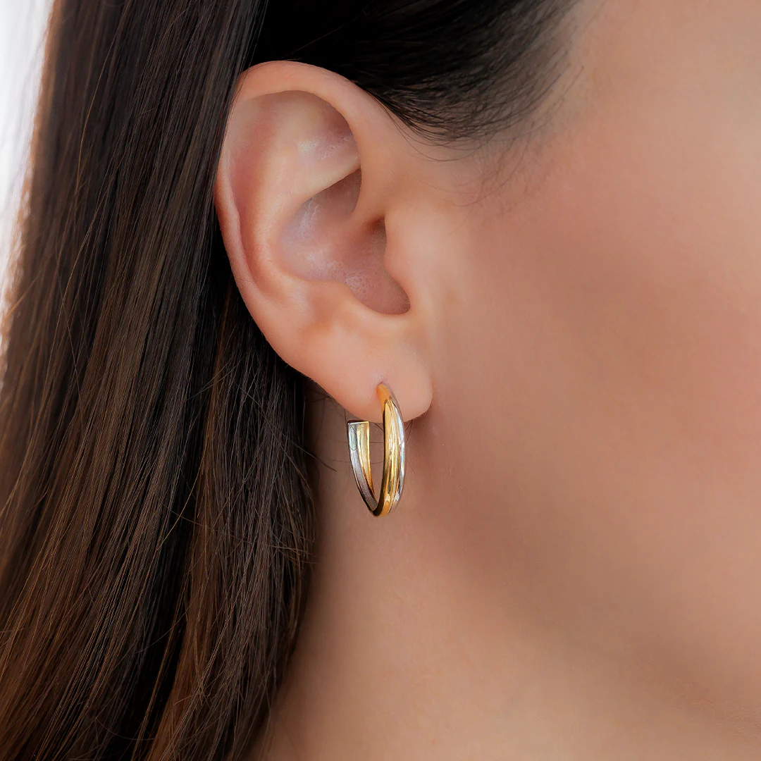 Mixed Metal Crossover Earrings - Image 14