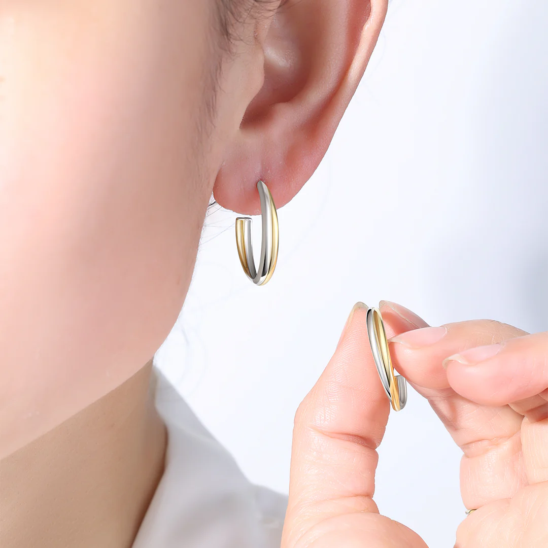Mixed Metal Crossover Earrings - Image 8