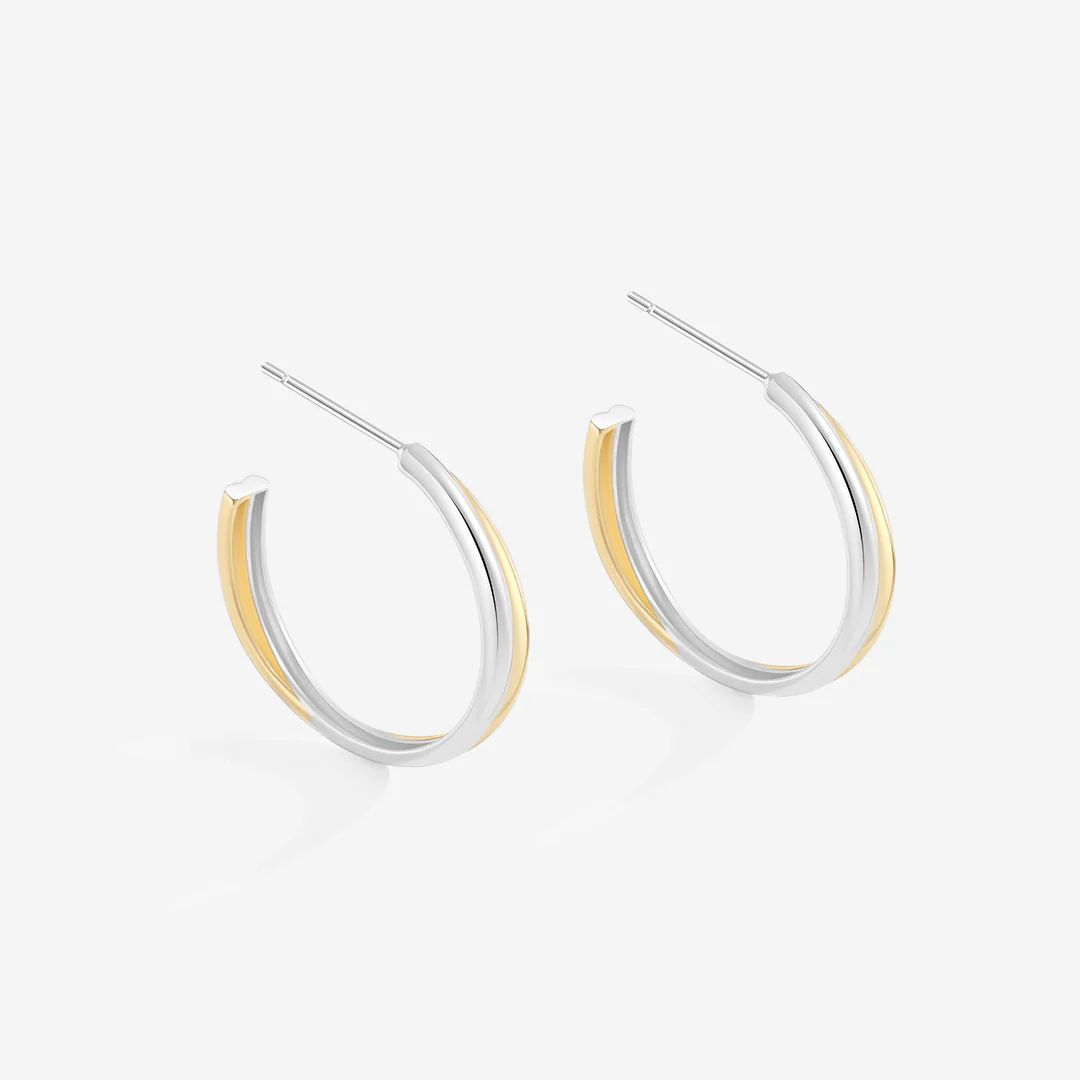 Mixed Metal Crossover Earrings - Image 9
