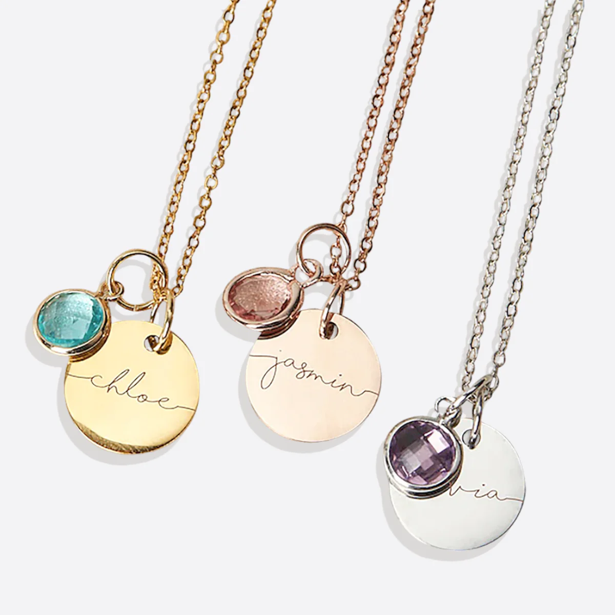 Monogram Script Birthstone Name Necklace - Image 17