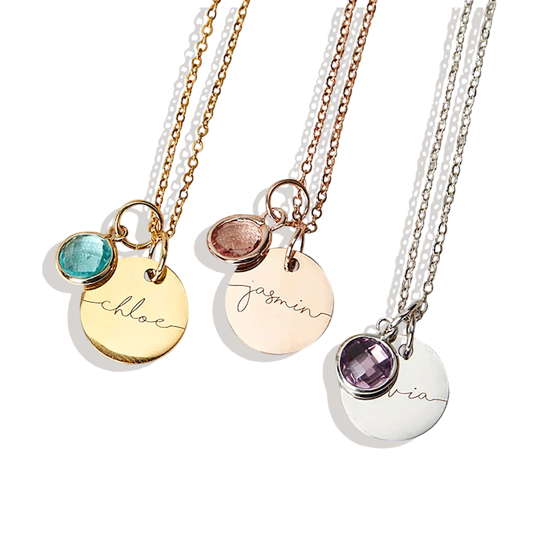 Monogram Script Birthstone Name Necklace - Image 5