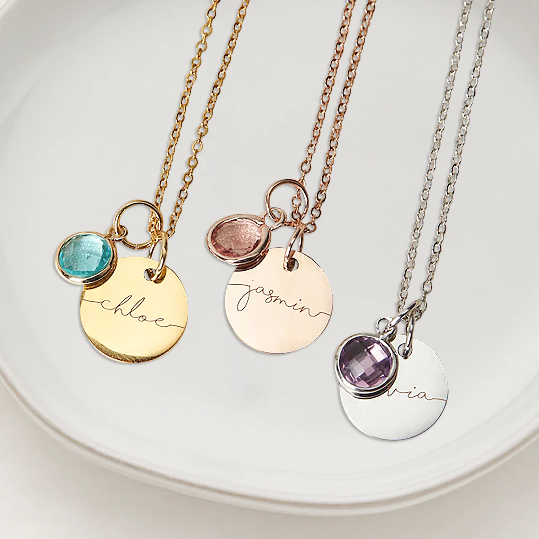 Monogram Script Birthstone Name Necklace - Image 6