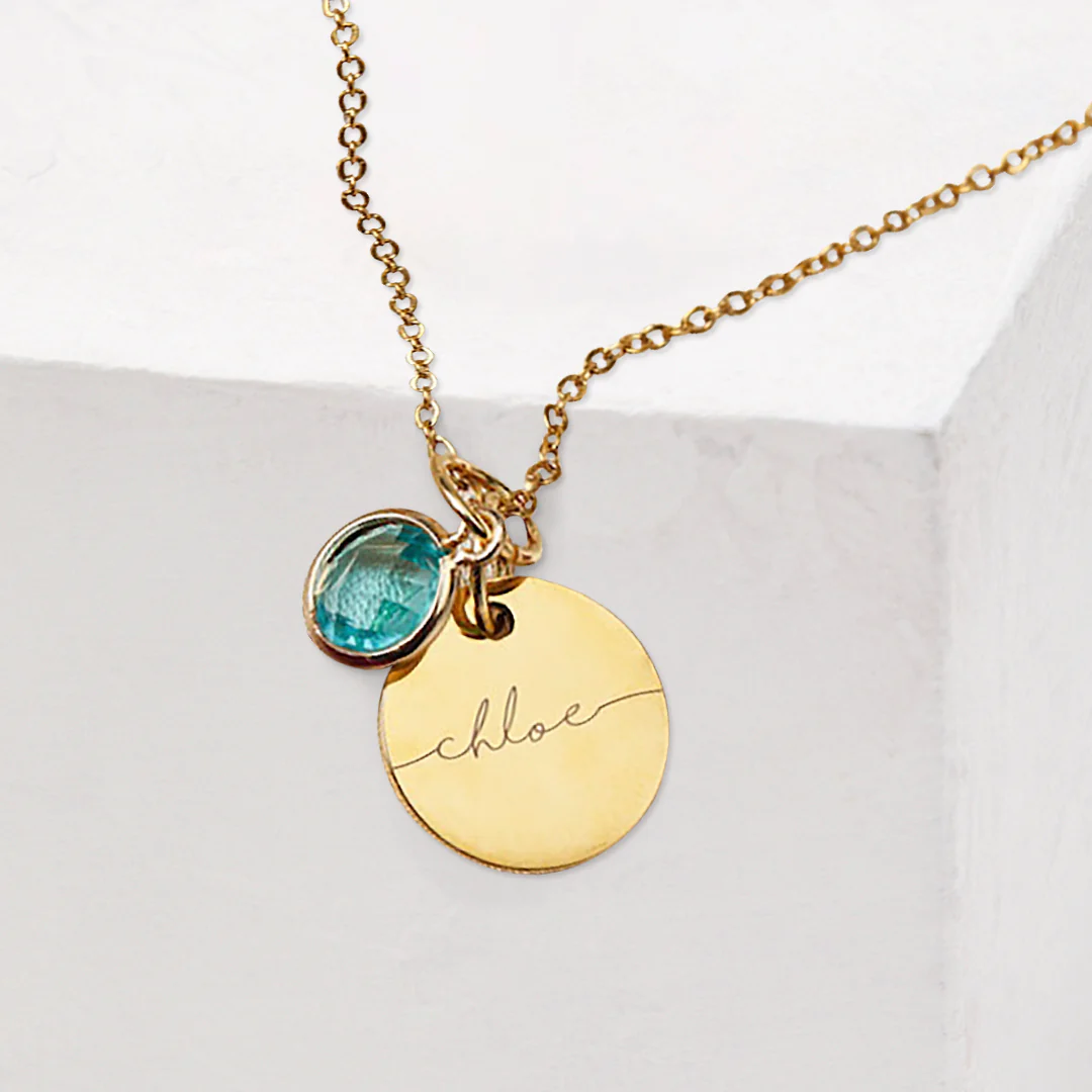 Monogram Script Birthstone Name Necklace - Image 7