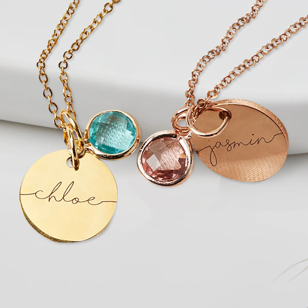 Monogram Script Birthstone Name Necklace - Image 8
