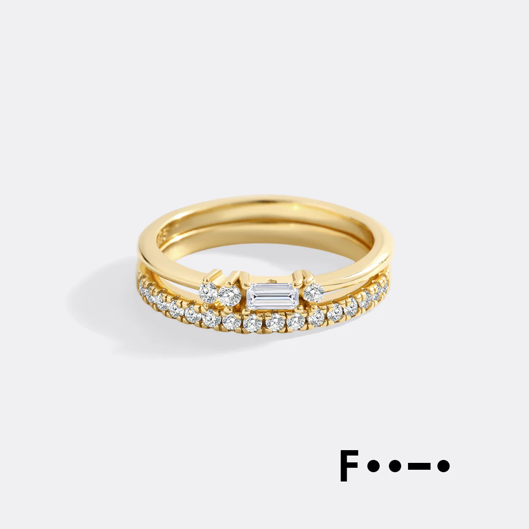 Morse Code and Micro Pave Eternity Ring Stacking Set - Image 12