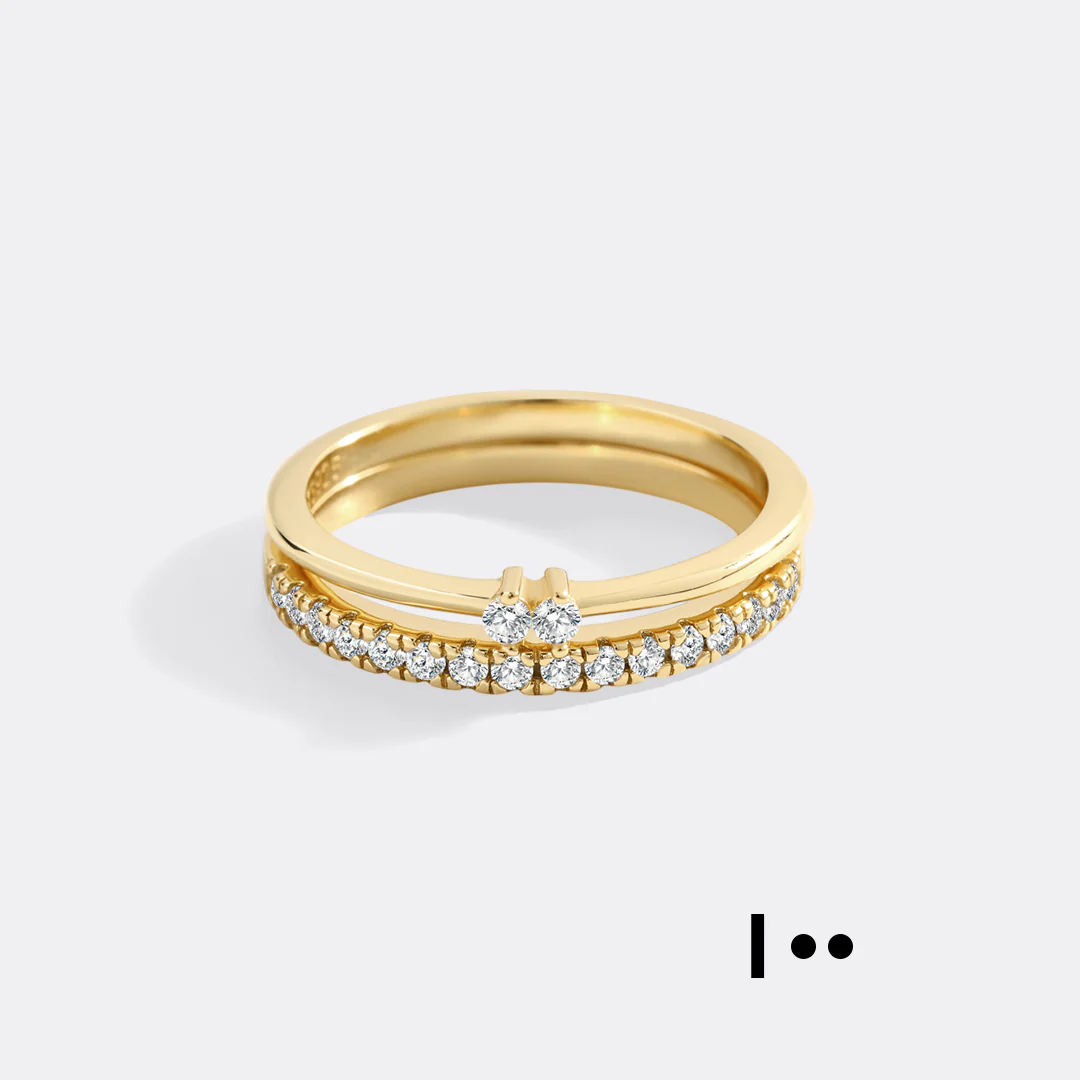 Morse Code and Micro Pave Eternity Ring Stacking Set - Image 15